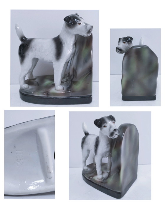 Image 1 of Serre-Livres Fox Terrier Porcelaine Numéroté