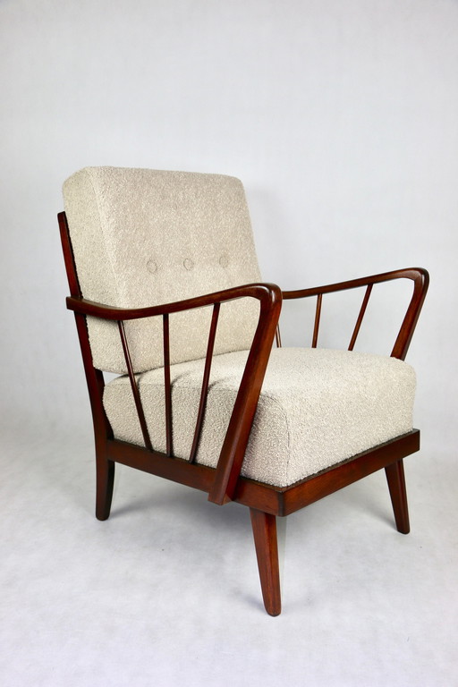 Fauteuil Art Déco Beige Boucle Loop, 1960S