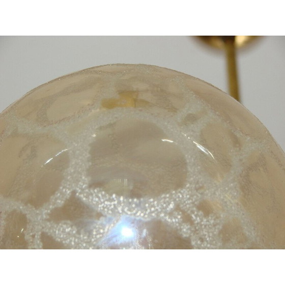 Image 1 of Lustre vintage en laiton et verre, 1970