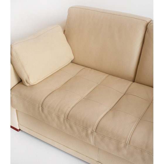 Image 1 of Vintage two-seater sofa in full-grain leather. Edited by Gerbet Grebot. France, 1990s