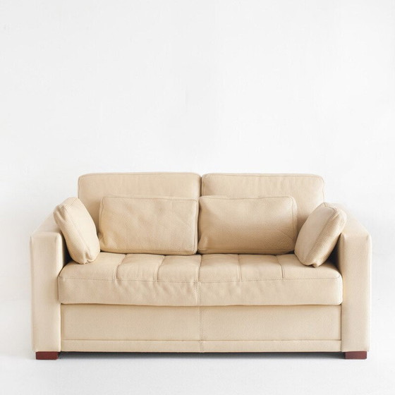 Image 1 of Vintage two-seater sofa in full-grain leather. Edited by Gerbet Grebot. France, 1990s