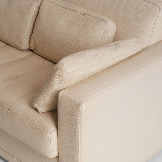 Image 1 of Vintage two-seater sofa in full-grain leather. Edited by Gerbet Grebot. France, 1990s