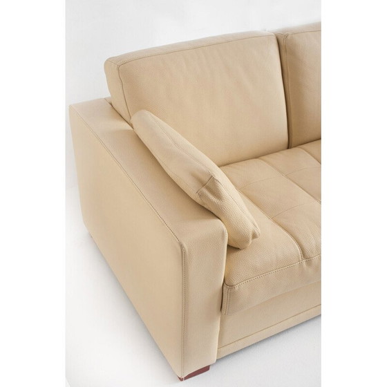 Image 1 of Vintage two-seater sofa in full-grain leather. Edited by Gerbet Grebot. France, 1990s