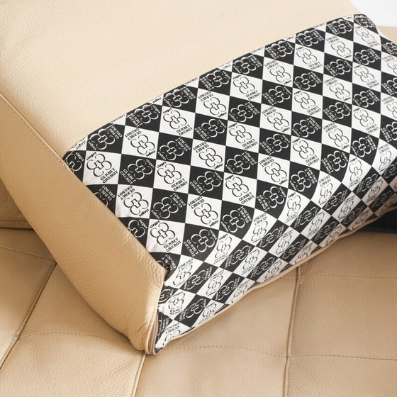 Image 1 of Vintage two-seater sofa in full-grain leather. Edited by Gerbet Grebot. France, 1990s