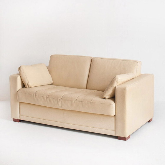 Image 1 of Vintage two-seater sofa in full-grain leather. Edited by Gerbet Grebot. France, 1990s