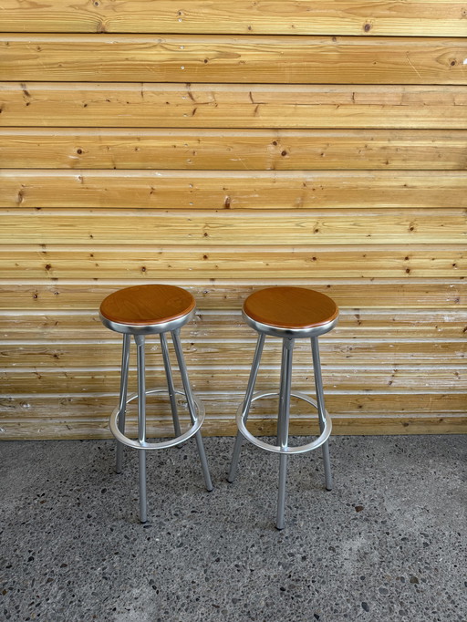 2x Design Bar Stools By Joan Casas Y Ortinez For Indecasa