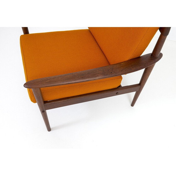 Image 1 of Fauteuil vintage danois en teck avec tapisserie d'ameublement par Grete Jalk pour Poul Jeppesen