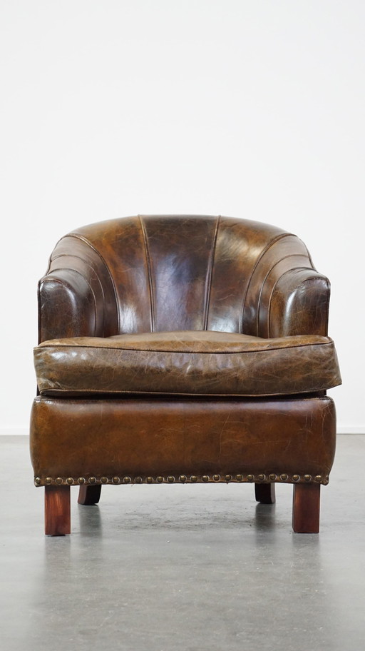 Fauteuil en cuir de boeuf