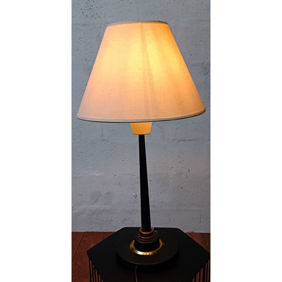Image 1 of Lampe de table vintage en métal teinté noir et or