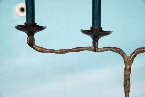 Image 1 of Lustre vintage années 60, lustre Japandi en bronze patiné