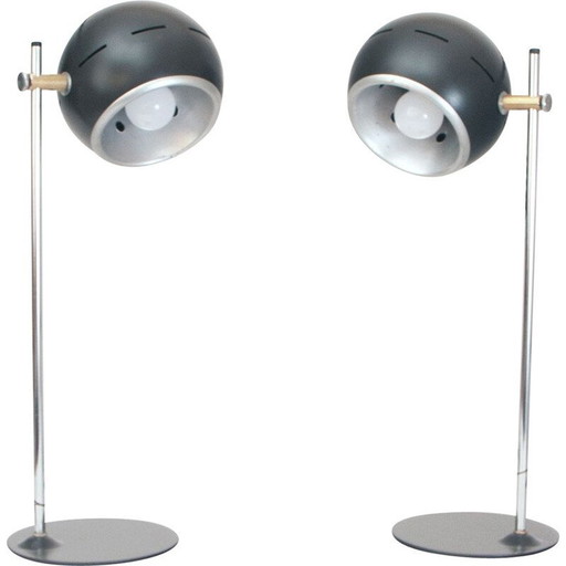 Paire de lampes de table vintage à tête réglable, Italie1970