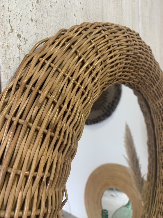 Image 1 of Miroir En Osier Vintage