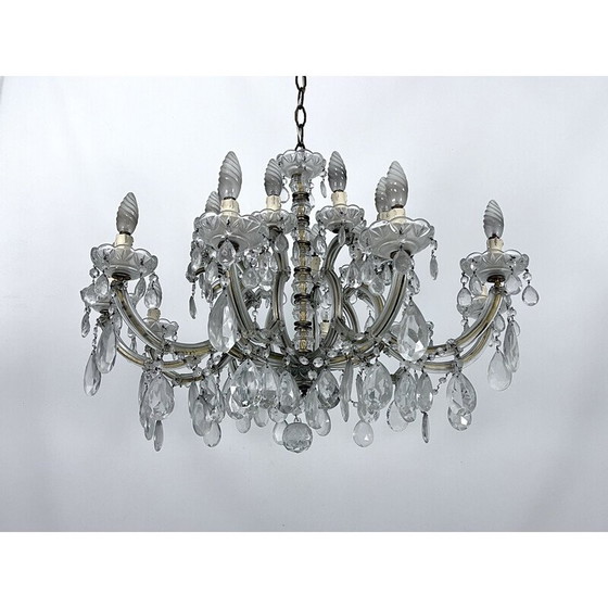 Image 1 of Lustre vintage Maria Teresa en cristal et laiton, Italie 1940