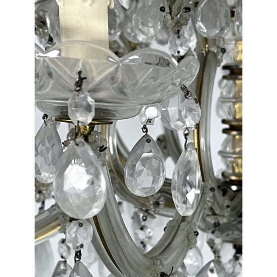 Image 1 of Lustre vintage Maria Teresa en cristal et laiton, Italie 1940