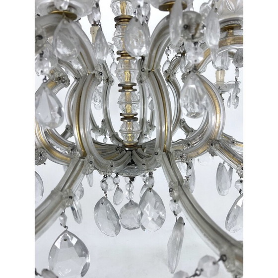 Image 1 of Lustre vintage Maria Teresa en cristal et laiton, Italie 1940