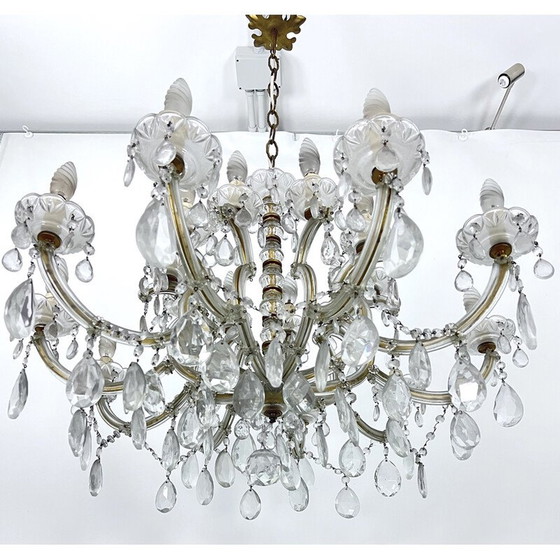 Image 1 of Lustre vintage Maria Teresa en cristal et laiton, Italie 1940