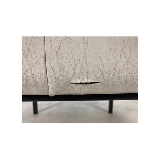 Fauteuil vintage en simili-cuir blanc, 1950