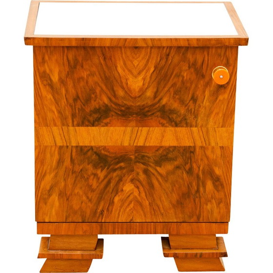 Image 1 of Table de nuit Vintage Art Deco en noyer, 1930