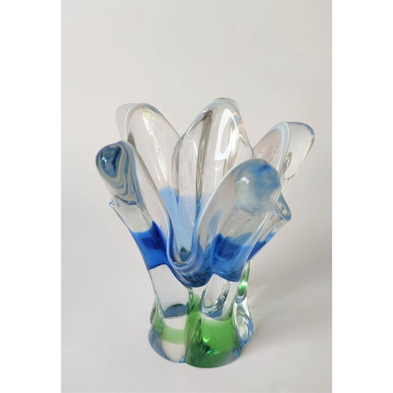 Image 1 of Vase vintage en verre métallurgique bleu par J. Hospodka, Tchécoslovaquie années 1960