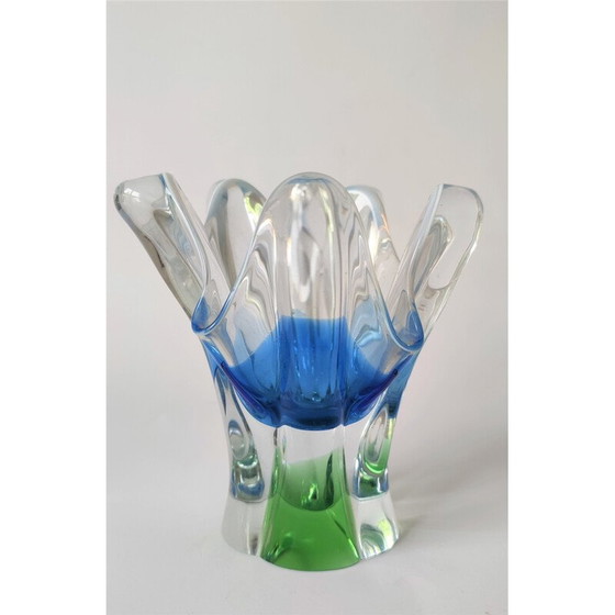 Image 1 of Vase vintage en verre métallurgique bleu par J. Hospodka, Tchécoslovaquie années 1960