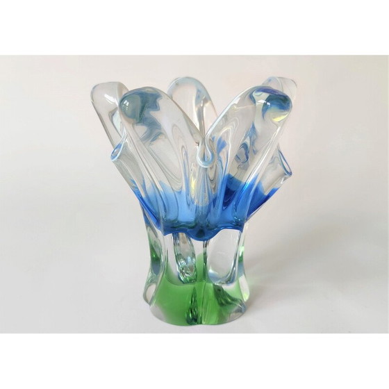 Image 1 of Vase vintage en verre métallurgique bleu par J. Hospodka, Tchécoslovaquie années 1960