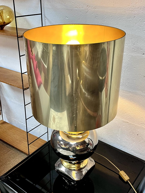 Image 1 of Lampe En Céramique Dorée, Italie, 1970
