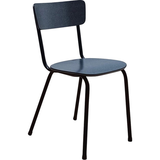 Chaise vintage en métal et bois teinté noir