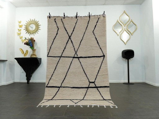 Tapis berbère - 261 Cm X 154 Cm - Laine blanche et noire