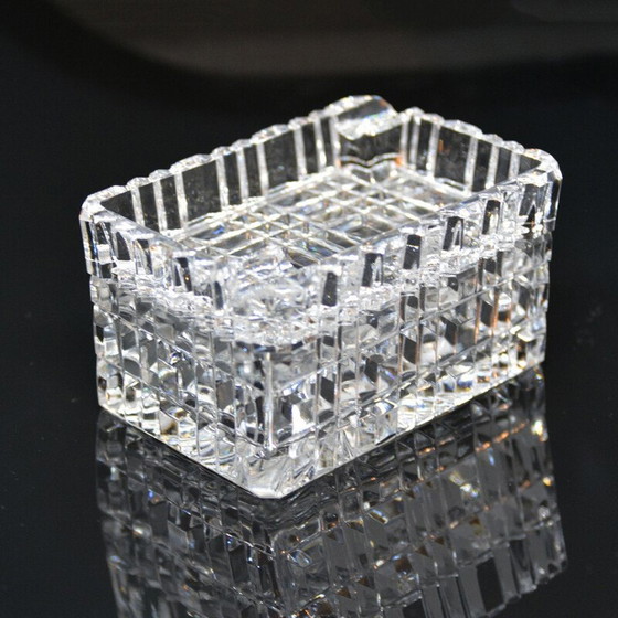 Image 1 of Cendrier vintage en cristal avec étui à cigarettes par Julia Glassworks, Pologne 1980