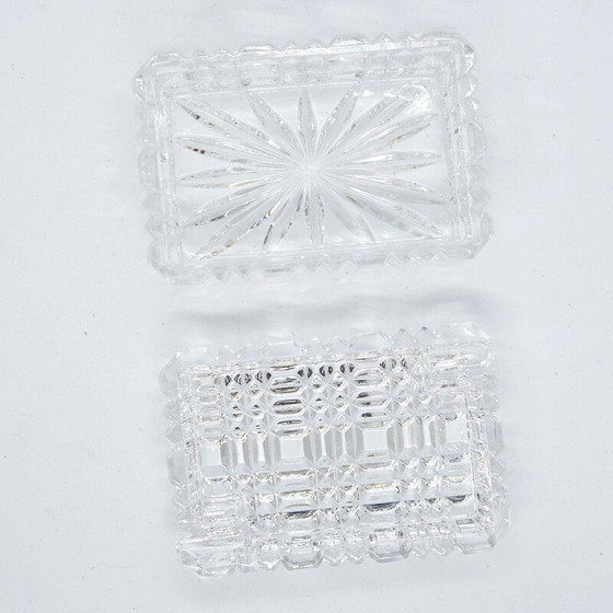 Image 1 of Cendrier vintage en cristal avec étui à cigarettes par Julia Glassworks, Pologne 1980