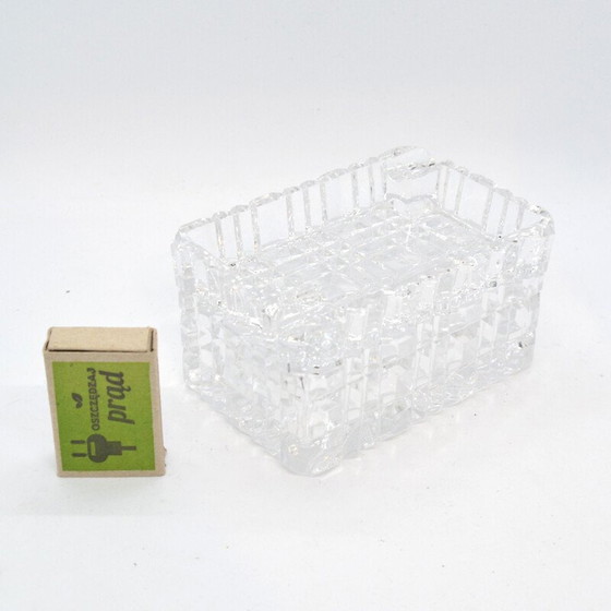Image 1 of Cendrier vintage en cristal avec étui à cigarettes par Julia Glassworks, Pologne 1980