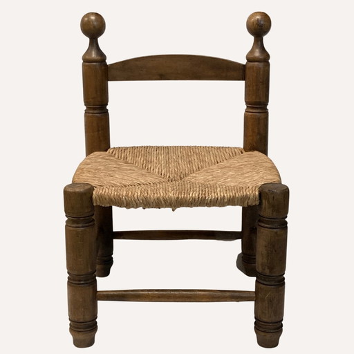 Chaise d'appoint en paille dans le style de Charles Dudouyt