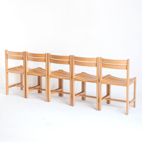 Image 1 of Chaises vintage en hêtre massif par André Sornay, France 1960
