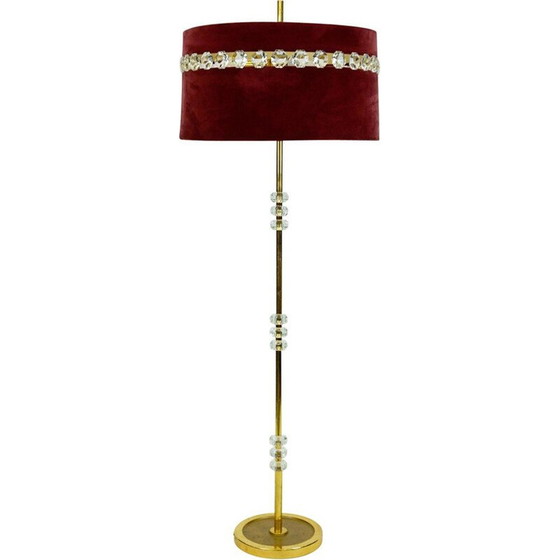 Image 1 of Lampadaire vintage en laiton et verre de cristal par Lobmeyr Vienne Autriche