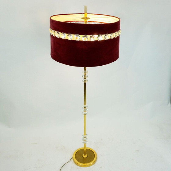 Image 1 of Lampadaire vintage en laiton et verre de cristal par Lobmeyr Vienne Autriche