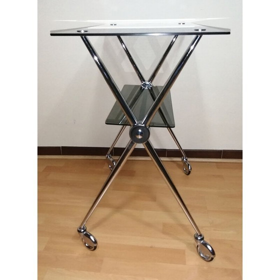 Image 1 of Table d'appoint vintage en verre à double plateau, 1970