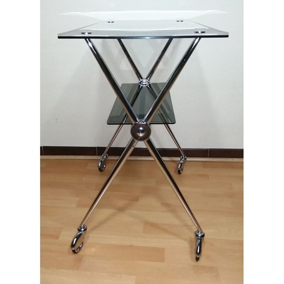 Image 1 of Table d'appoint vintage en verre à double plateau, 1970