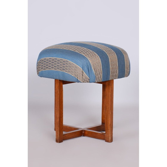 Image 1 of Tabouret vintage Art Déco en hêtre et tissu, Tchécoslovaquie 1930
