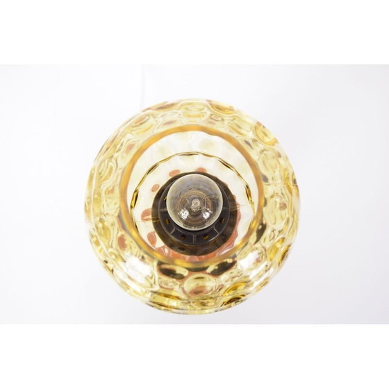Image 1 of Lampe de table vintage en verre, bois et laiton, Tchécoslovaquie 1960