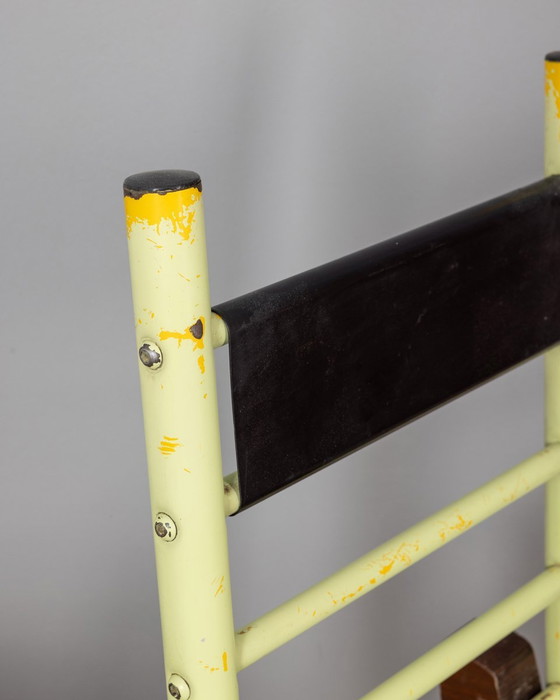 Image 1 of Paire de tabourets vintage 70S en fer et bois design italien