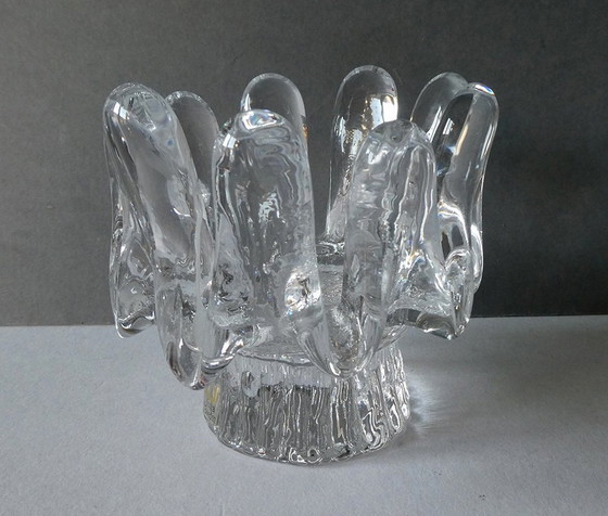 Image 1 of 1 Göran Warff, Porte-bougie à chauffe-plat Tournesol verre synthétique, Kosta Boda, Suède, 1970Er