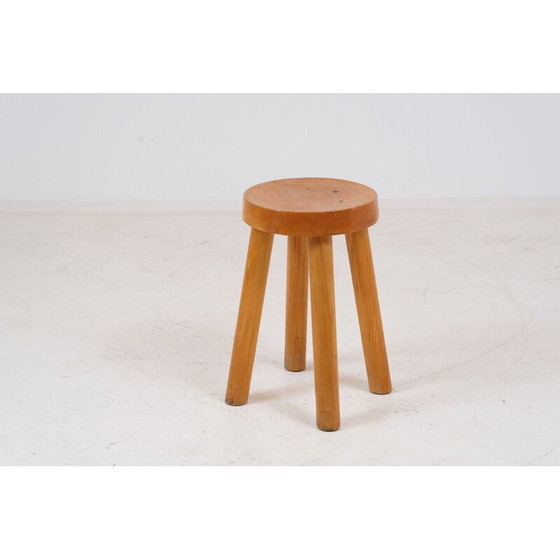 Image 1 of Tabouret vintage en pin à quatre pieds pour la station de ski de Méribel