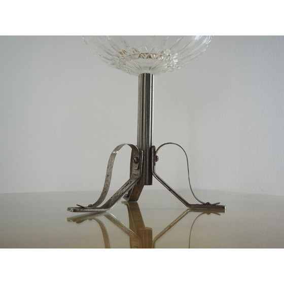 Image 1 of Bol de service vintage Art déco en nickel et verre, 1920