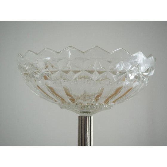 Image 1 of Bol de service vintage Art déco en nickel et verre, 1920