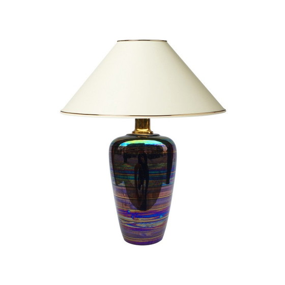 Image 1 of Lampe de table vintage en céramique irisée, Italie 1970-1980s