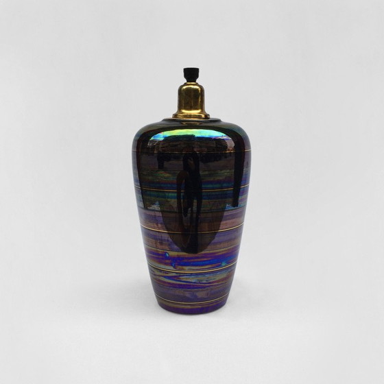 Image 1 of Lampe de table vintage en céramique irisée, Italie 1970-1980s