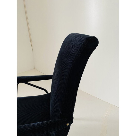Image 1 of Fauteuil vintage en velours noir, Italie années 1960