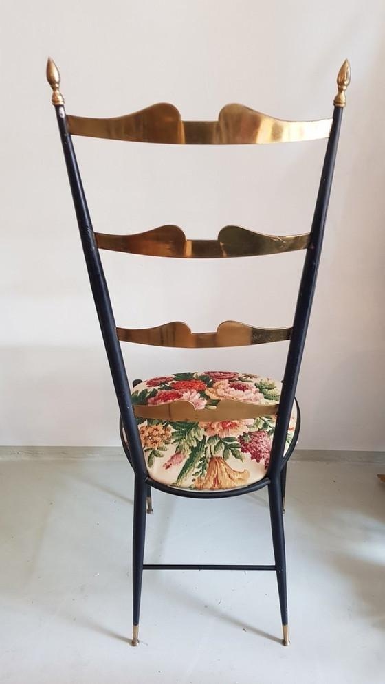 Image 1 of 2X chaises d'appoint italiennes en laiton et fer