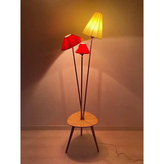 Image 1 of Lampadaire vintage en laiton et formica, 1950-1960