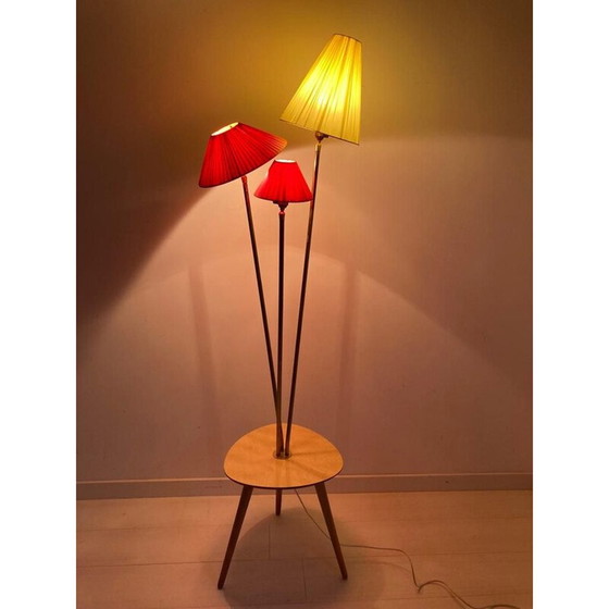 Image 1 of Lampadaire vintage en laiton et formica, 1950-1960
